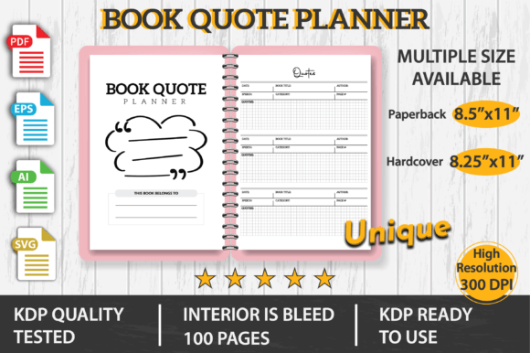 Book Quote Planner: KDP Interiors Graphics