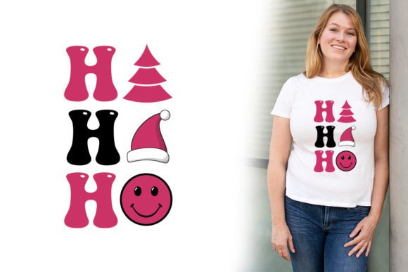 Christmas SVG Design. Pink Ho Ho Ho: Graphics & T-Shirt Designs