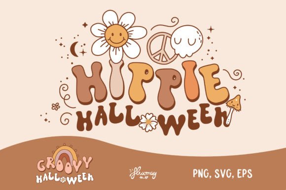 Hippie Groovy Halloween SVG: Graphics & Print Templates