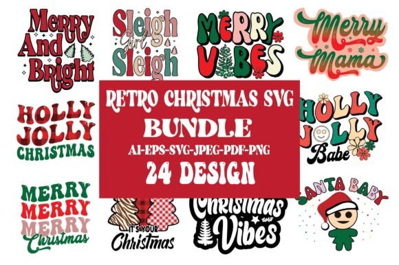 Retro Christmas SVG Sublimation Bundle: Graphics for T-Shirt Designs