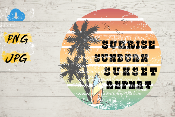 Sunrise Sunburn Sunet Repeat: Graphics & Illustrations for Lively Editorial Use