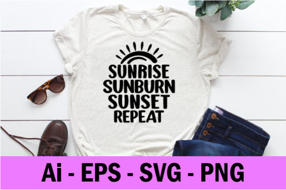 Sunrise Sunburn Sunset Repeat SVG: Graphics for Print Templates